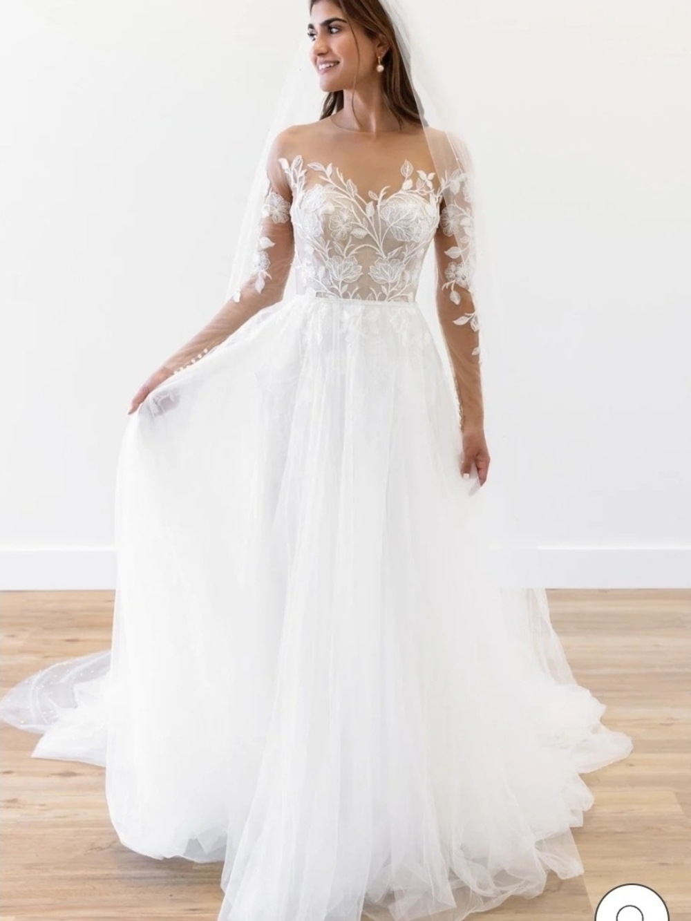 Wtoo Esme Illusion Long-Sleeve Lace A-Line Wedding Dress Size 12 Nwt